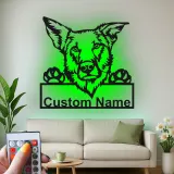 Cartel de metal LED personalizado de Pastor Alemán, regalo para amantes de los perros, decoración para la sala de estar
