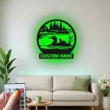 Panneau métallique personnalisé plongeon huard avec LED | Décoration murale pour maison de lac | Déco rustique pour amoureux de la nature