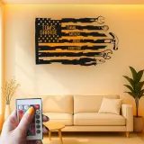 Insegna personalizzata per garage con LED | Arte murale in metallo con attrezzi personalizzata | Decorazione officina patriottica | Regalo per papà