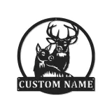 Insegna in metallo personalizzata con luce LED per famiglia di cervi - Regalo personalizzato per amanti della natura, decorazione per cabin rustica