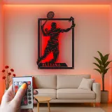 Insegna in metallo personalizzata con luce LED per giocatori di tennis - Regalo per appassionati di tennis e decorazione per sale giochi