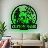 Insegna in metallo per cane da caccia con LED | Arte murale personalizzata per cacciatore e retriever | Regalo per amante della natura