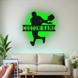 Pickleball Player LED Metal Art | Custom Name Sign | Sport Gift for Athlete | Game Room Decor