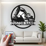 Cartel de metal LED personalizado de excavadora para regalo de construcción para él, decoración de garaje u oficina 1