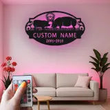 Cartel de metal LED de granja de cerdos personalizado Regalo para agricultores Decoración rústica de granero