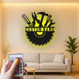 Cartel de metal personalizado con luz LED de juego de herramientas regalo para el manitas decoración de garaje o taller 1