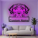 Personalisierte LED-Metall-Wandkunst für Catahoula-Leopard-Hunde – Geschenk für Haustiereltern, Deko für das Wohnzimmer