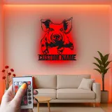 Cartel de cerdo personalizado | Arte mural de metal LED | Decoración de granja moderna | Regalo para amantes de cerdos para guardería y cocina