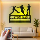 Insegna in Metallo Personalizzata per Calciatore | Arte Murale LED con Nome Personalizzato | Decorazione per Stanza di Gioco per Atleti | Regalo per Ragazzo Adolescente