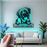 Décoration murale en métal personnalisée pour Mastiff avec rétroéclairage LED, cadeau pour amoureux des chiens, décoration pour salon 2