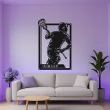 Insegna LED Personalizzata per Giocatore di Lacrosse | Insegna in Metallo Personalizzata | Decorazione per Camera da Ragazzo & Regalo Sportivo per Atleta | LAZERDIZAYN.CO
