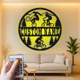 Custom BMX Cyclist Led Light Metal Wall Art Personalized Gift for Biking Enthusiasts Outdoor Adventure Decor