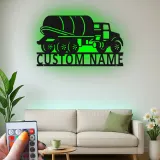 Custom Cement Mixer Truck Led Light Metal Wall Art Personalized Gift for Truck Enthusiasts Garage Wall Decor