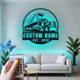 Personalisierte LED-Metall-Wandkunst mit Muldenkipper – Geschenk für Lkw-Fans, Garage oder Männerhöhle 1