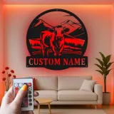 Cartel de metal LED de vaca personalizada para granjeros, regalo rústico de decoración de granja para salón