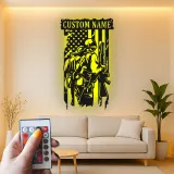 Personalized Soldier Metal Sign | Patriotic LED Wall Art | Custom Veteran Name Plaque | US Military Man Cave Decor
