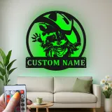 Décoration murale en métal personnalisée Raton laveur cowboy avec rétroéclairage