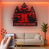 Cartel de metal LED personalizado para cesta de disc golf, regalo para jugadores de disc golf, decoración exterior para entusiastas