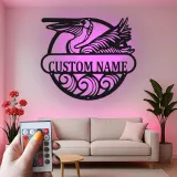 Custom Pelican LED Metal Sign | Personalized Coastal Wall Art | Beach House Decor | Nautical Family Gift