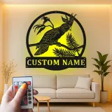 Cartel de metal personalizado de Cockatoo con luz LED Regalo para amante de aves Decoración de sala de estar o patio