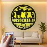 Cartel de metal LED personalizado de vaquero y caballo, regalo western para él, decoración rústica para rancho 3