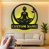 Custom Yoga Meditation Led Light Metal Wall Art Zen Gift for Yoga Lovers Peaceful Home Decor