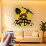 Personalisierte LED Metall-Wandkunst für Bergleute – Geschenk für Garage oder Werkstatt