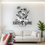 Insegna personalizzata con annaffiatoio | Decorazione murale in metallo LED | Arredo da giardino su misura | Regalo per giardiniere | Accento floreale boho