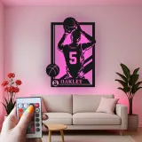 Insegna in metallo personalizzata con luce LED per giocatore di basket - Regalo sportivo per atleti e decorazione per sala giochi 2
