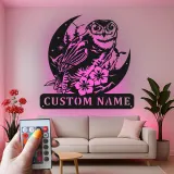Personalisierter Uhu LED-Metallschild | Individuelle Wandkunst für Naturliebhaber | Geschenk für Hütte, Büro oder Wohnzimmer