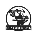 Custom Toucan Metal Sign with LED | Personalized Tropical Wall Art | Jungle Theme Decor for Patio, Sunroom & Office | Exotic Bird Gift