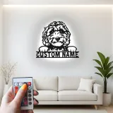 Personalisierte Labradoodle LED-Licht Metall-Wandkunst für Hundeliebhaber