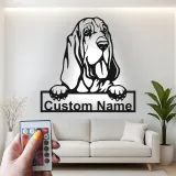 Custom Bloodhound Led Light Metal Wall Art Personalized Dog Lover Gift Living Room Pet Decor 1