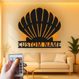 Insegna in metallo LED a forma di conchiglia personalizzata | Arte murale costiera personalizzata | Decorazione per casa al mare e bagno
