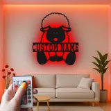 Personalisiertes Schaf LED Metall-Wandkunst für das Kinderzimmer – Geschenk für die Farmtier-Dekoration im Schlafzimmer