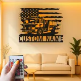Insegna in Metallo Personalizzata per Vigile del Fuoco | Arte da Parete con LED per Camion dei Pompieri | Regalo per Vigile del Fuoco | Decorazione per Stazione dei Vigili del Fuoco