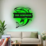 Panneau en métal LED requin personnalisé | Art mural de nom personnalisé | Décor nautique féroce | Cadeau pour chambre d'enfant et maison de plage