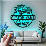 Insegna in metallo LED personalizzata per garage di camion, regalo per appassionati di auto, decorazione per man cave o garage