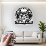 Décoration murale en métal personnalisée Crâne de Cowboy avec rétroéclairage LED - Cadeau personnalisé pour les passionnés de western - Décor de man cave