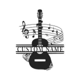 Panneau prénom guitare personnalisé | Décoration murale en métal sur mesure avec LED | Décor studio de musique | Cadeau pour musicien