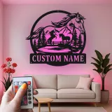 Personalized Horse Ranch Sign | LED Metal Wall Art | Custom Equestrian Decor for Barn & Farmhouse | Horse Lover Gift