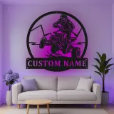 Custom ATV Rider Led Light Metal Wall Art Off-Road Enthusiast Gift Garage or Man Cave Decor
