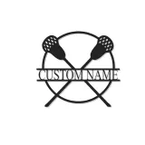Custom Lacrosse LED Metal Sign | Personalized Crossed Sticks Wall Art | Sports Room Decor | Premium Player Gift
