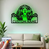 Cartel de metal LED personalizado de Cocker Spaniel - Regalo para amantes de los perros - Decoración para el salón