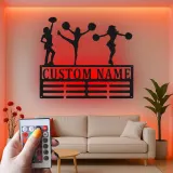 Insegna in metallo LED a silhouette di cheerleader personalizzata regalo per allenatore di cheer teen decorazione camera