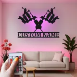 Insegna in metallo personalizzata con luce LED per macchine tatuatrici - Regalo unico per artisti del tatuaggio e decorazione per studi