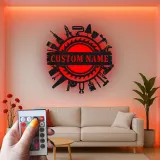 Custom Handyman Tools Sign | Personalized LED Metal Wall Art for Workshop or Garage | Carpenter & Craftsman Gift