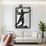 Insegna in metallo personalizzata con luce LED per giocatori di tennis - Regalo per appassionati di tennis e decorazione per sale giochi