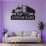 Insegna in Metallo per Camion Personalizzata | Arte da Parete LED Big Rig | Decorazione Realistica per Rimorchio Trattore | Regalo per Camionista