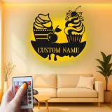 Décoration murale en métal personnalisée avec éclairage LED de cupcake - Décor de cuisine - Cadeau sucré pour les boulangers